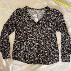 BNWT loft long sleeve v neck mixed media top size small